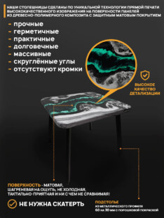 Стол кухонный обеденный квадратный дизайнерский лофт THETABLE RU 120х120 4.18/4.1