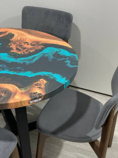 Стол кухонный обеденный круглый дизайнерский лофт THETABLE RU 100х32 4.5/1.1