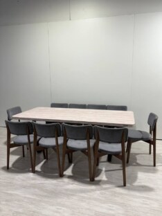Стол кухонный обеденный прямоугольный дизайнерский под травертин THETABLE RU 120х80 16.1/2.1