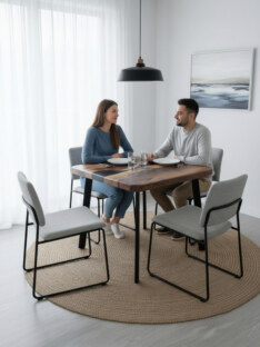 Стол кухонный обеденный квадратный дизайнерский лофт THETABLE RU 70х70 5.8/4.1