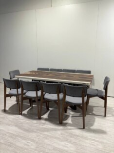 Стол кухонный обеденный прямоугольный дизайнерский под дерево THETABLE RU 250х100 17.1/1.1