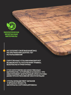 Стол кухонный обеденный прямоугольный дизайнерский лофт THETABLE RU 120х80 1.18/1.1