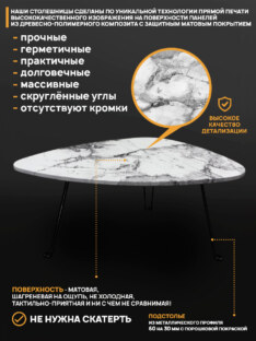 Стол журнальный медиатор дизайнерский лофт THETABLE RU 89х66 7.4/9.1-3