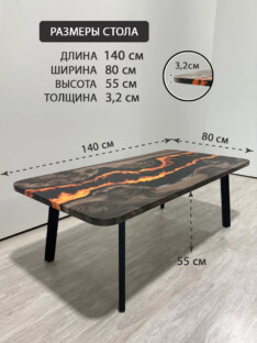 Стол журнальный прямоугольный дизайнерский лофт THETABLE RU 140х80 4.11/5.1