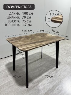 Стол 100х70 см кухонный обеденный прямоугольный THETABLE RU 9.9/20.1