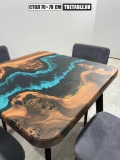 Стол кухонный обеденный квадратный дизайнерский лофт THETABLE RU 70х70 4.5/4.1