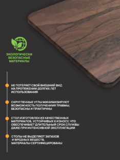 Стол кухонный обеденный прямоугольный дизайнерский лофт THETABLE RU 120х80 6.4/1.1