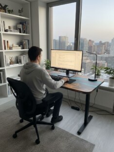 Стол компьютерный с подъемным механизмом дизайнерский лофт THETABLE RU 140х80 4.5/14.1