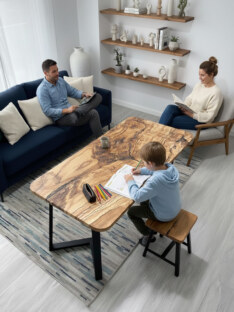 Стол кухонный обеденный прямоугольный дизайнерский лофт THETABLE RU 120х80 1.18/1.1