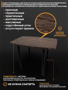 Стол кухонный обеденный евро дизайнерский лофт THETABLE RU 102х69 6.4/11.1