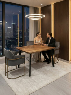 Стол кухонный обеденный квадратный дизайнерский лофт THETABLE 120х120 9.2/4.1