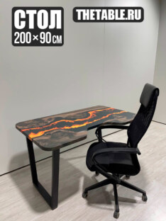 Стол компьютерный с вырезом дизайнерский лофт THETABLE RU 200х90 4.11/2.1 Стол компьютерный с вырезом дизайнерский лофт THETABLE RU 200х90 4.11/2.1