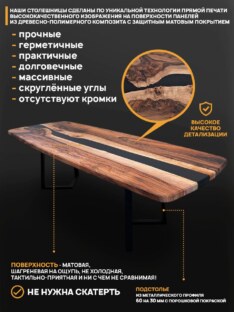 Стол кухонный обеденный евро дизайнерский лофт THETABLE RU 250х100 5.8/1.1