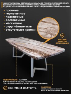 Стол кухонный обеденный евро дизайнерский лофт THETABLE RU 200х90 6.6/1.2