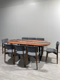 Стол кухонный обеденный овальный дизайнерский лофт THETABLE RU 220х90 5.8/2.1
