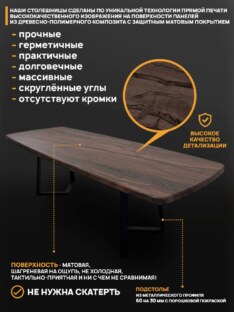 Стол кухонный обеденный евро дизайнерский лофт THETABLE RU 250х100 6.4/1.1