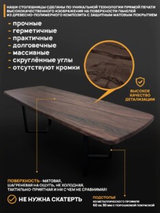 Стол кухонный обеденный евро дизайнерский лофт THETABLE RU 250х100 6.4/3.1