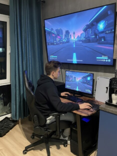 Стол компьютерный с вырезом дизайнерский лофт THETABLE 140х70 3.26/2.1