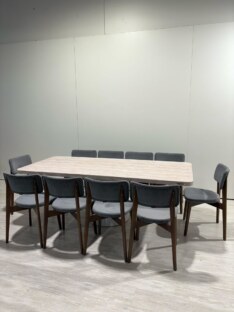 Стол кухонный обеденный прямоугольный дизайнерский под травертин THETABLE RU 160х100 16.1/17.2