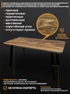Стол кухонный обеденный прямоугольный дизайнерский лофт THETABLE RU 120х80 8.14/4.1