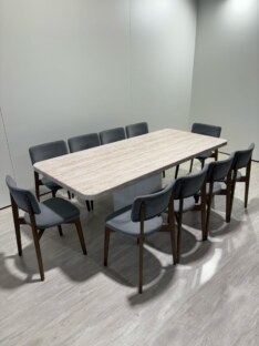 Стол кухонный обеденный прямоугольный дизайнерский под травертин THETABLE RU 160х100 16.1/17.2