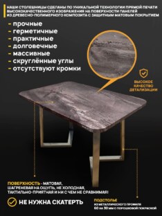 Стол кухонный обеденный прямоугольный дизайнерский лофт THETABLE RU 160х80 2.46/1.3