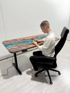 Стол компьютерный с подъемным механизмом дизайнерский лофт THETABLE RU 140х80 4.5/14.1