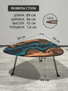 Стол журнальный медиатор дизайнерский лофт THETABLE RU 89х66 4.5/9.1-3