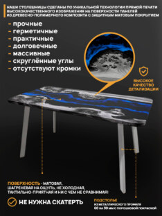 Стол кухонный обеденный прямоугольный дизайнерский лофт THETABLE RU 120х80 4.17/4.2