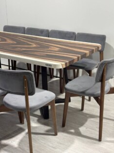 Стол кухонный обеденный прямоугольный дизайнерский под дерево THETABLE RU 250х100 17.1/1.1