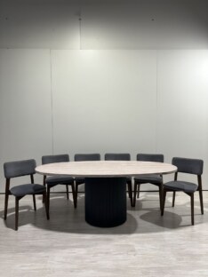 Стол кухонный обеденный овальный дизайнерский под травертин THETABLE RU 180х100 16.1/17.1 Стол кухонный обеденный овальный дизайнерский под травертин THETABLE RU 180х100 16.1/17.1