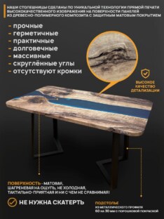 Стол кухонный обеденный прямоугольный дизайнерский лофт THETABLE RU 180х80 3.32/1.1