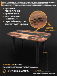 Стол журнальный евро дизайнерский лофт THETABLE RU 90х60 3.8/12.1