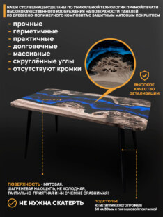 Стол кухонный обеденный прямоугольный дизайнерский лофт THETABLE RU 120х80 4.12/6.1