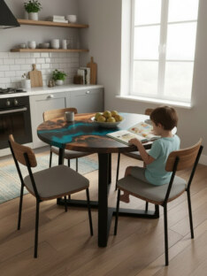 Стол кухонный обеденный круглый дизайнерский лофт THETABLE RU 100х32 4.5/1.1