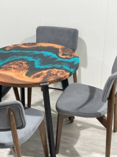 Стол кухонный обеденный круглый дизайнерский лофт THETABLE 80х32 4.5/4.1