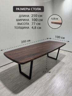 Стол кухонный обеденный евро дизайнерский лофт THETABLE RU 250х100 6.4/2.1