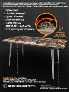 Стол кухонный обеденный прямоугольный дизайнерский лофт THETABLE RU 120х80 4.15/6.2