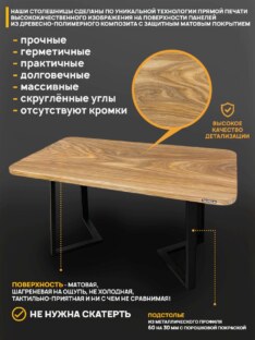 Стол кухонный обеденный прямоугольный дизайнерский лофт THETABLE RU 160х80 8.13/1.1
