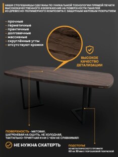 Стол кухонный обеденный евро дизайнерский лофт THETABLE RU 180х80 6.4/3.1