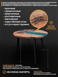 Стол кухонный обеденный круглый дизайнерский лофт THETABLE RU 80х32 3.14/4.1