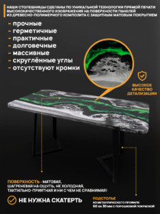 Стол кухонный обеденный прямоугольный дизайнерский лофт THETABLE RU 120х80 4.19/1.1