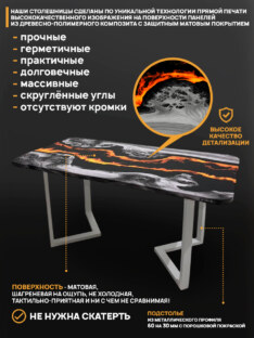 Стол кухонный обеденный прямоугольный дизайнерский лофт THETABLE RU 140х80 4.20/3.2