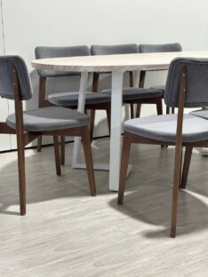 Стол кухонный обеденный овальный дизайнерский под травертин THETABLE RU 250х120 16.1/1.2