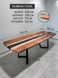 Стол кухонный обеденный евро дизайнерский лофт THETABLE RU 250х100 5.8/1.1