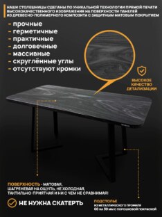 Стол кухонный обеденный прямоугольный дизайнерский лофт THETABLE RU 220х90 8.11/1.1