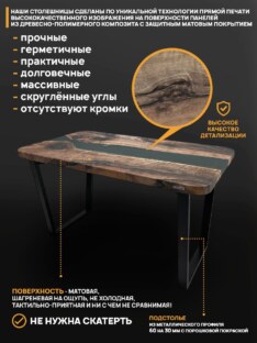 Стол кухонный обеденный прямоугольный дизайнерский лофт THETABLE 220х90 3.47/2.1
