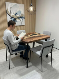 Стол кухонный обеденный квадратный дизайнерский лофт THETABLE RU 70х70 5.8/4.1