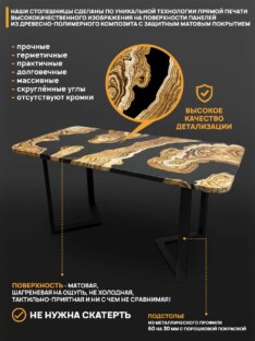 Стол кухонный обеденный прямоугольный дизайнерский лофт THETABLE RU 180х80 2.73/3.1