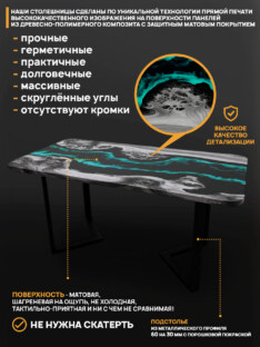 Стол кухонный обеденный прямоугольный дизайнерский лофт THETABLE RU 120х80 4.18/3.1